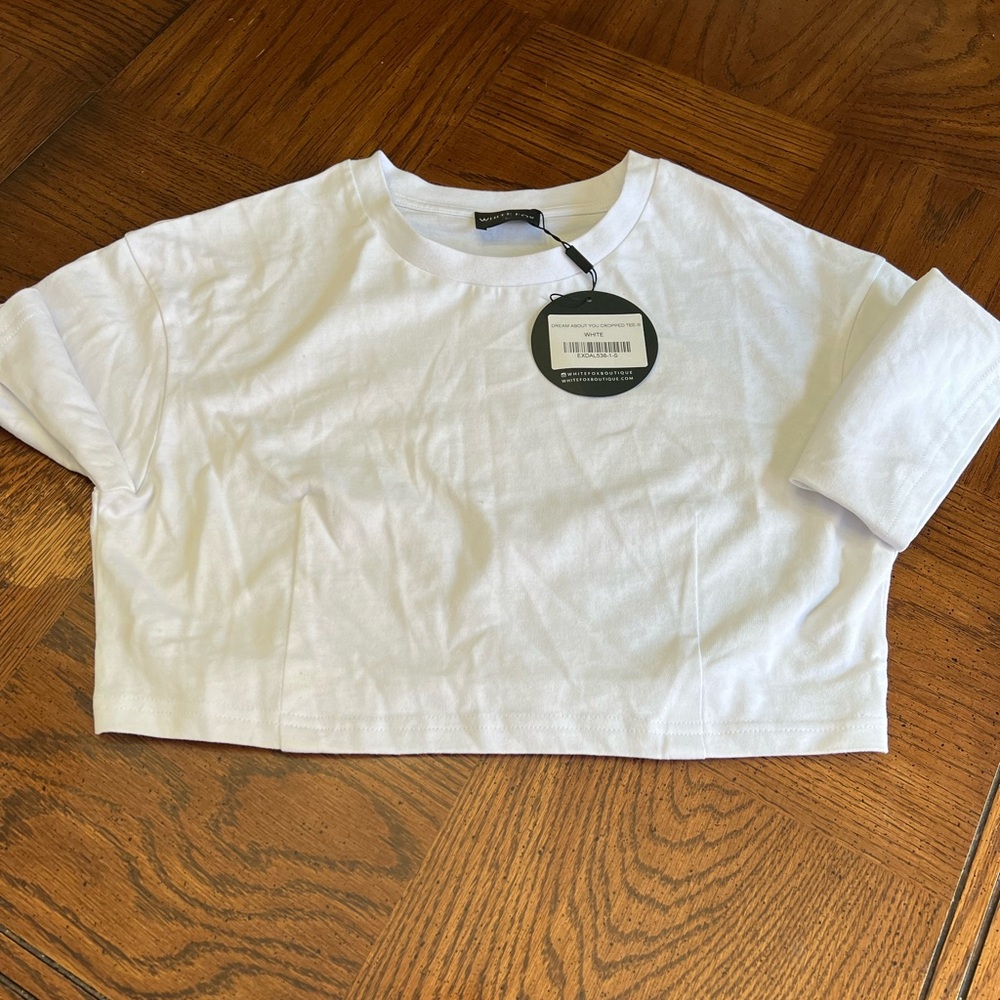 White fox crop top